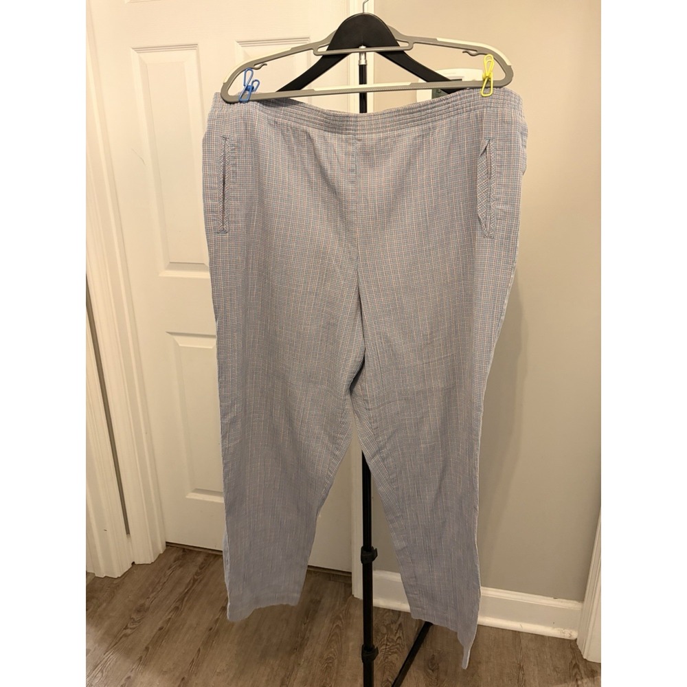 Vtg 90s Koret Francisca Plaid Pull-On Pants Blue Checkered Size 20 Grandmacore